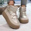 Snow Boots Women's New 2025 Autumn and Winter Cotton Shoes Warm Cloth Velvet Medium Help Small Man Thick Sole Inner Height Increase Shoes