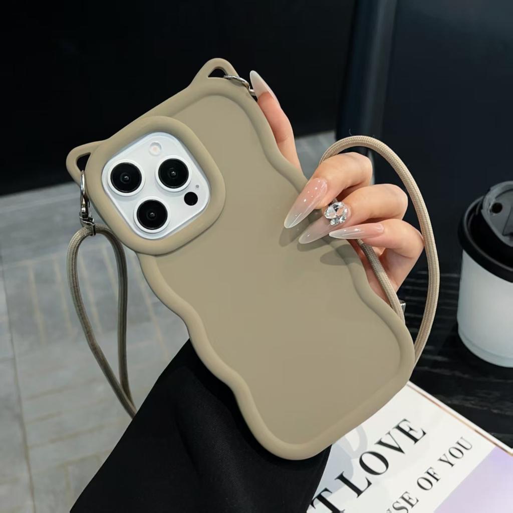 For Xiaomi Redmi Note15 Pro 8 9 10 11 12 13 14 Plus 4G 5G 9S 10S 11S 12S 14S 3D Cat Ear crossbody Strap Waves Phone Coverr