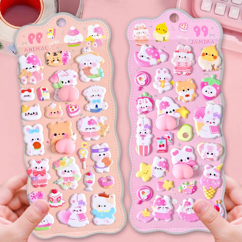 1/2/4pcsCute 3D Decompression Soft Butt Pinch Fun Cartoon Stickers Kawaii DIY Phone Water Bottle Decoration Stickers Gift