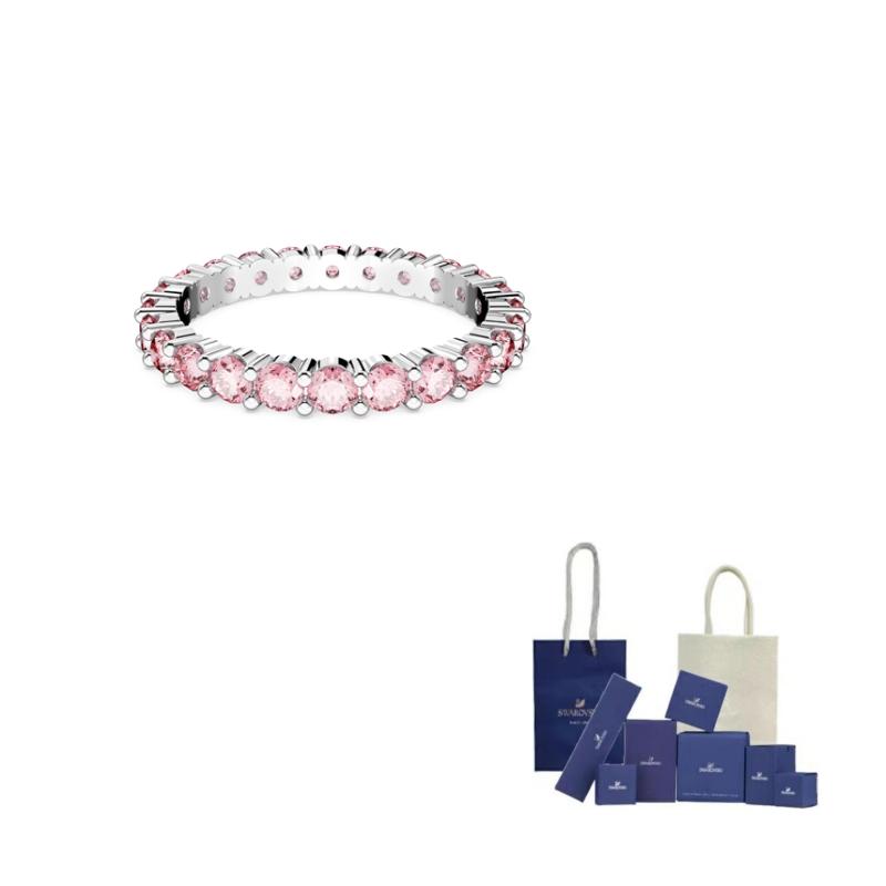 Swarovski Matri Cubic Zirconia, Rhodium Plated Rings Womens 50-Original Brand Box And Bag розовый