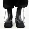 Square Toe Platform Black Boots Women/men 2025 New Autumn Winter Ankle Boots Wedges Side Elastic Fabric Slip On Shoes