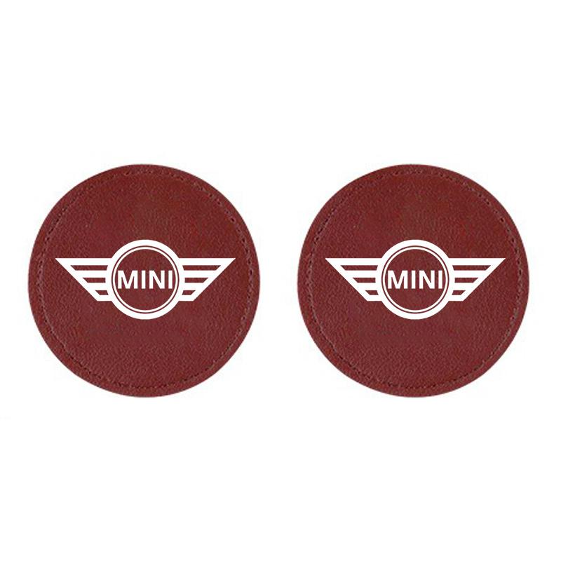 Leather Water Cup Mat Car Accessories Silent Coaster For BMW Mini Works Cooper R50 R53 R55 R56 R60 R61 F54 F55 F56 F60 Clubman