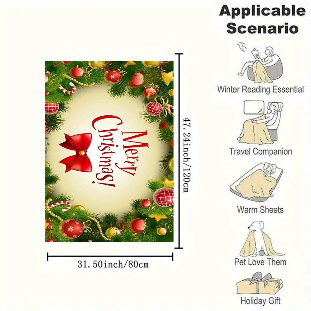 "Merry Christmas! Festive Greeting Card"Blanket Flannel Throw Blanket for Sofa, Bed, Travel, Camping, Office, Couch, Chair, And Bed Gift for