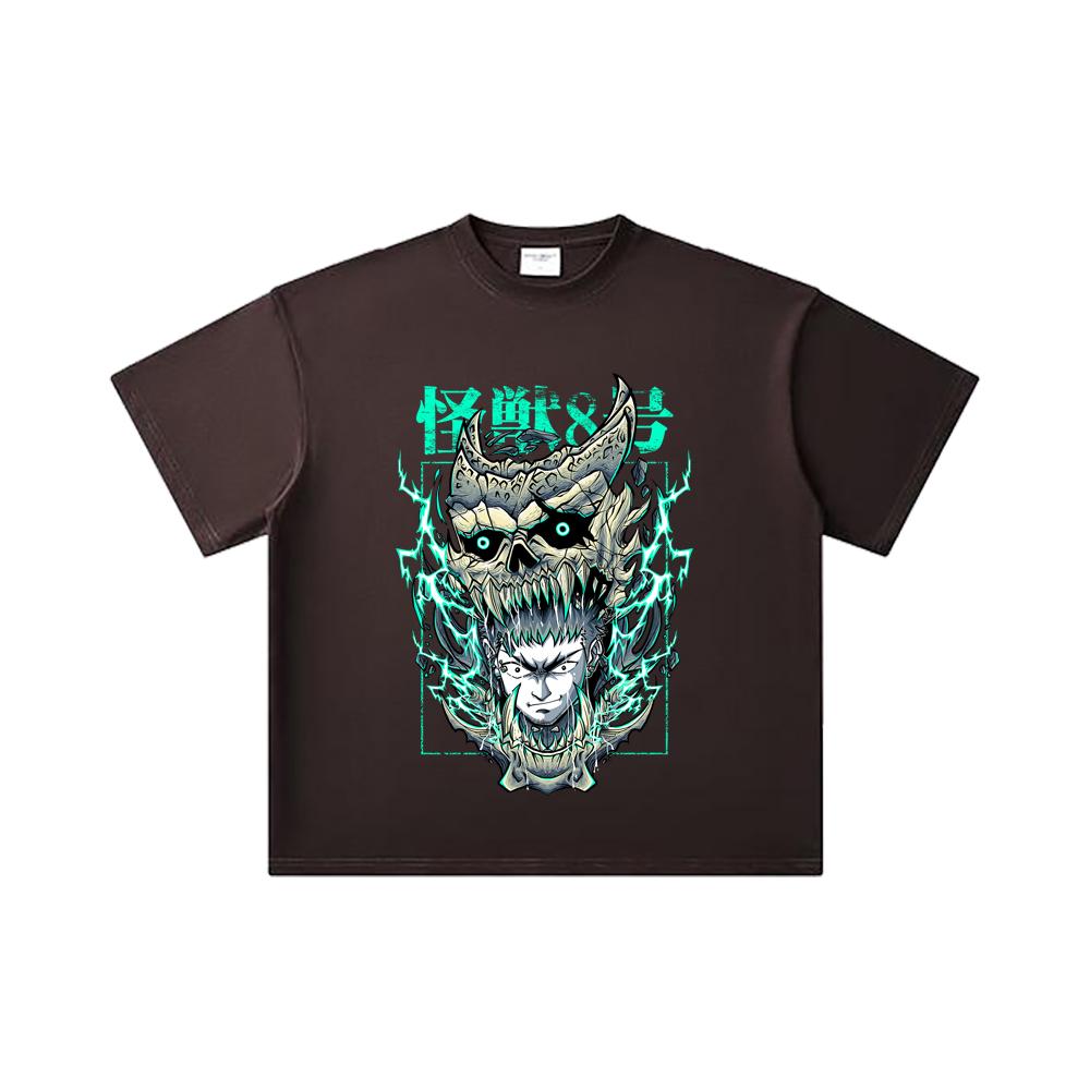 260 GSM Double Yarn 32 Count 100% Cotton Kaiju No 8 V19 Kafka Print Unisex Heavy Cotton T Shirt