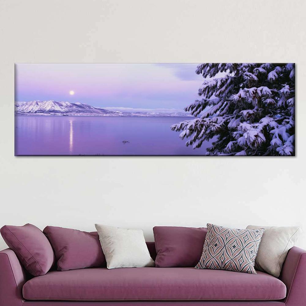 

Монтана Панорама Горное Озеро Lnadscape Холст Картина Природный Пейзаж Картина Плакаты Настенное Искусство Для Украшения Гостиной 20x60cm No Framed