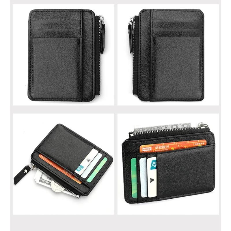 Mini Credit Card Wallet Id Card Holder Men's Small Wallet Thin Sleeve Zipper Short Coin Wallet