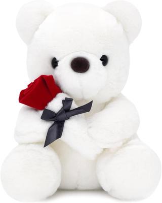 Homehalo Peluche Orsetto, Orsetto Carino, Cuscino per il Corpo, Animale Carino, Soffice, Orso Speciale, Orsetto Confortevole con Rosa, Regalo Divertente,
