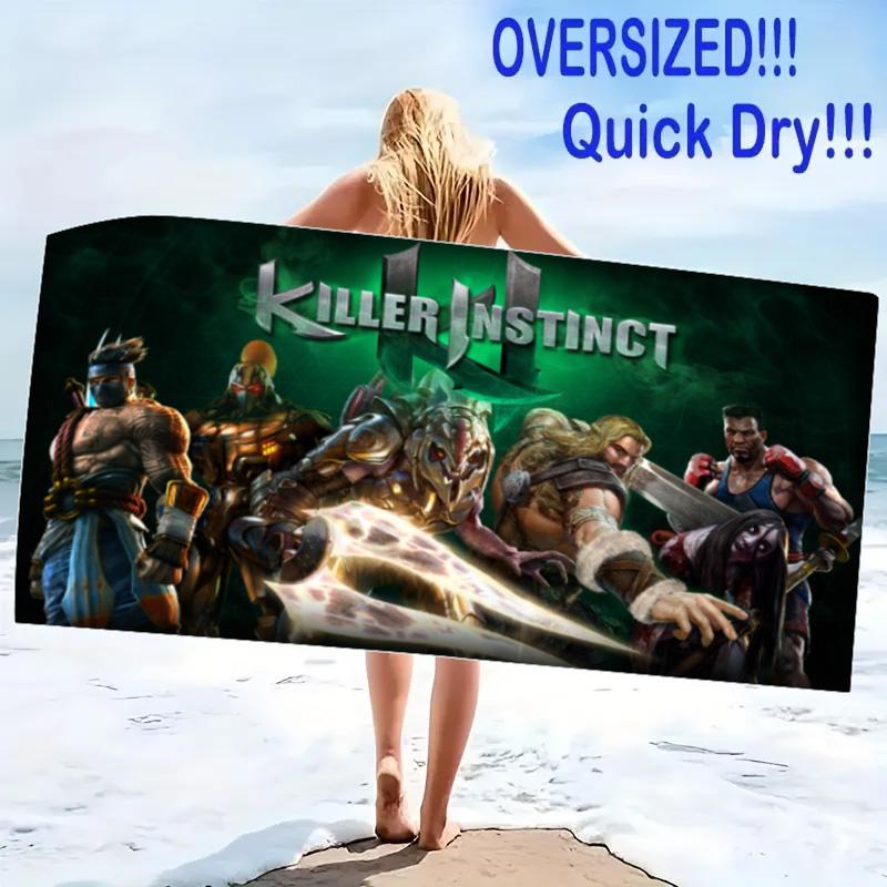 KILLER INSTINCT Print Beach Towel, Large Soft Quick Dry Towel for Beach Camping Swimming