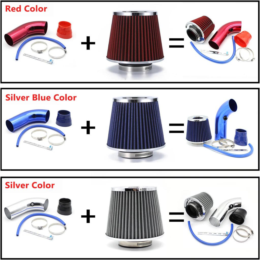 Universal 76mm 3'' High Flow Air Filter Intake Pipe Filter Car Modification Mushroom Head High Cold Air-Filter Aluminum Pipe Kit