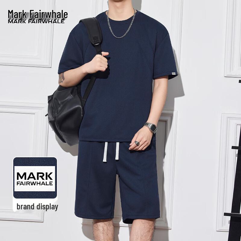 MARK FAIRWHALE Men s Ice Silk Short Sleeve & Shorts Set 5XL