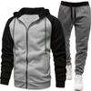 Men's European & American Color Block Raglan Sleeve Sweatshirt Set - Autumn/Winter Fashion