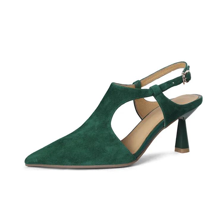 Fashion NEW Summer Women Sandals Pointed Toe Thin Heel Shoes Sexy High Heels Elegant Sheep Suede Leather Shoes for Women Party Shoes