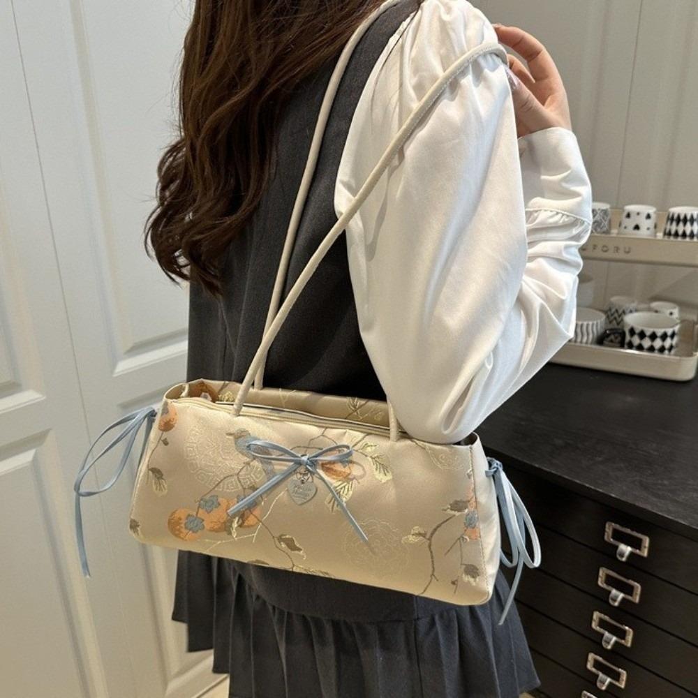 Cloth Bow Shoulder Bag Flower Underarm Bags Fashion French Stick Handbag Work