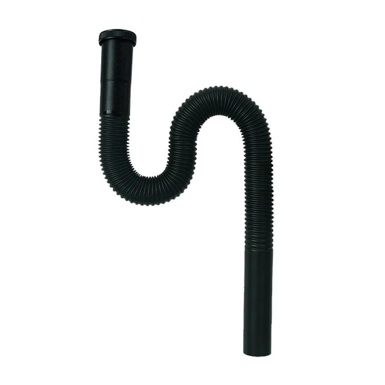 Matte Black Bathroom Lavatory Vanity Vessel Sink Drain, Black Pop Up Drain Stopper, Flip-Top, Flexible Drain Bending Pipe DR90