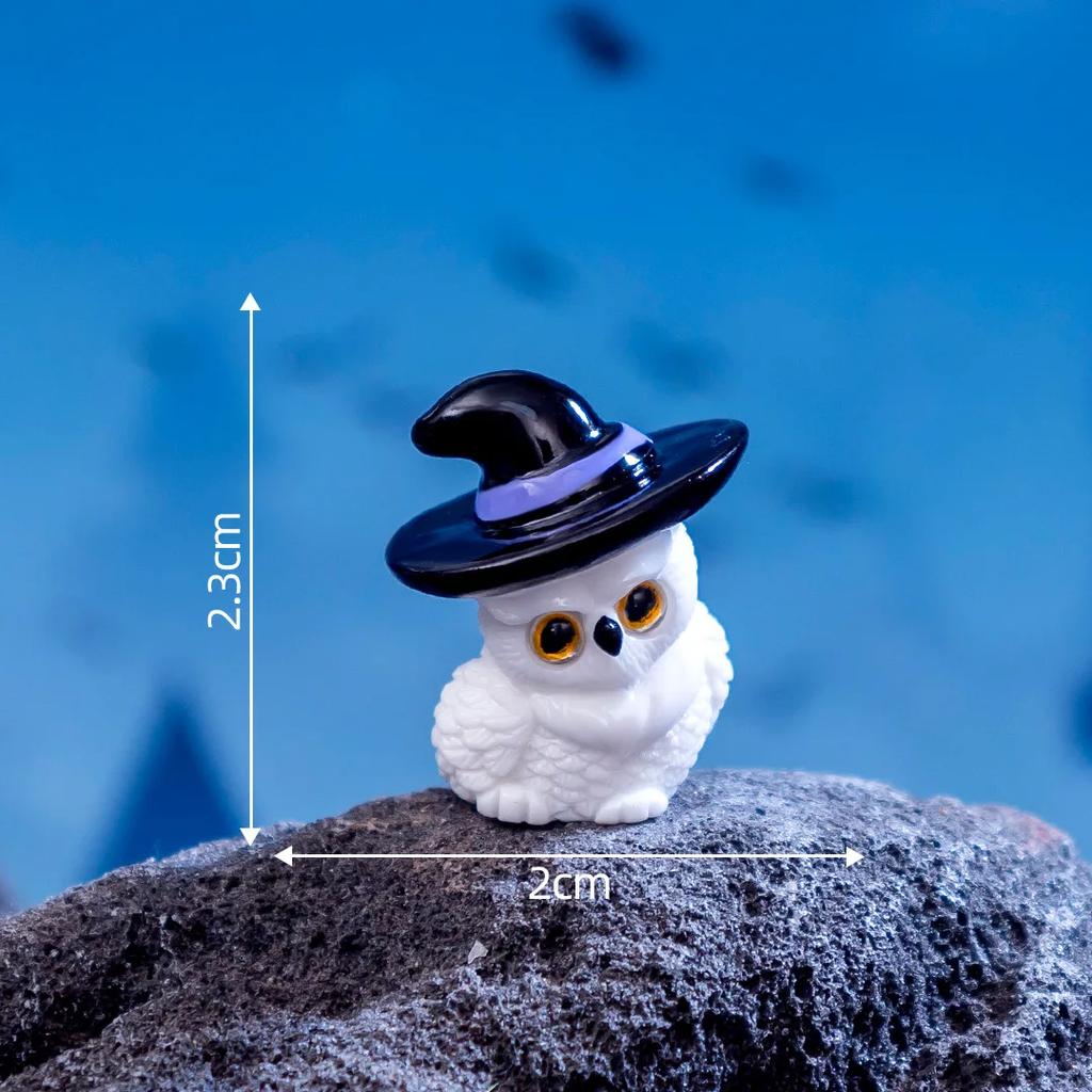12PC Halloween Ornament Cartoon Witch Ghost Pumpkin Figurine Micro Landscape Dollhouse Model Car Interior Desktop Decoration