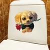 Cute Dog Toilet Seat Stickers Self-adhesive Animal Stickers Toilet Bathroom Decoration Water-proof Decal