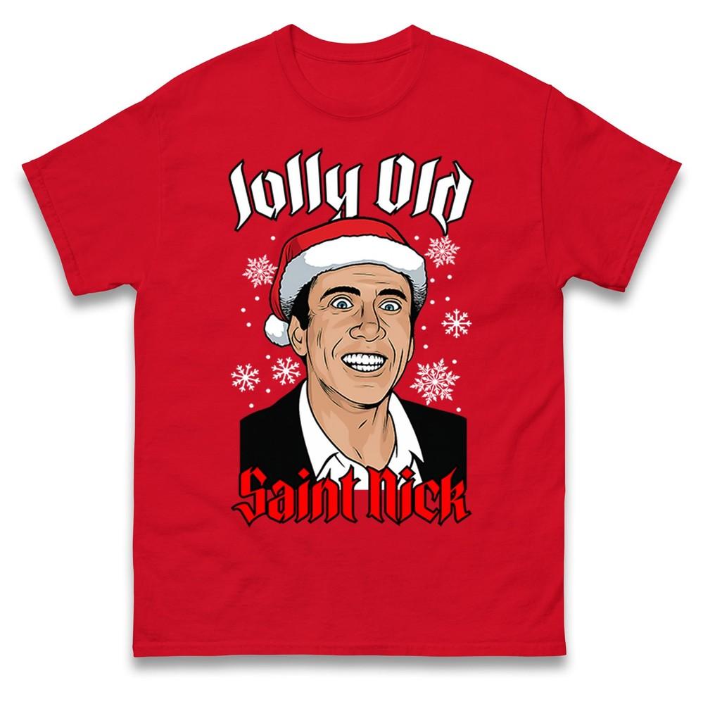 Jolly Old Saint Nick Christmas T Shirt Xmas Festive Tee Top Unisex Xmas Gift T