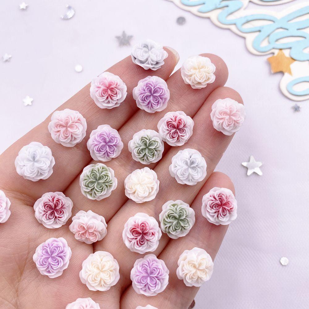 

50pcs Resin 8/10mm Colorful Cute Rose Flower Flat back Rhinestone Scrapbook DIY Wedding Applique Decor Craft Jewelry Accessories