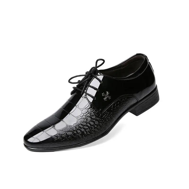 Spring Autumn Lace-up Men's Formal Shoes Black Bright Upper Business Leather Not Casual Gentleman Low Price New Social Shoe Male