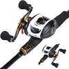Baitcasting Fishing Combos Set Carbon Fiber 4 Section  Power Casting Rod 9+1 BB Bass Fishing Tackle