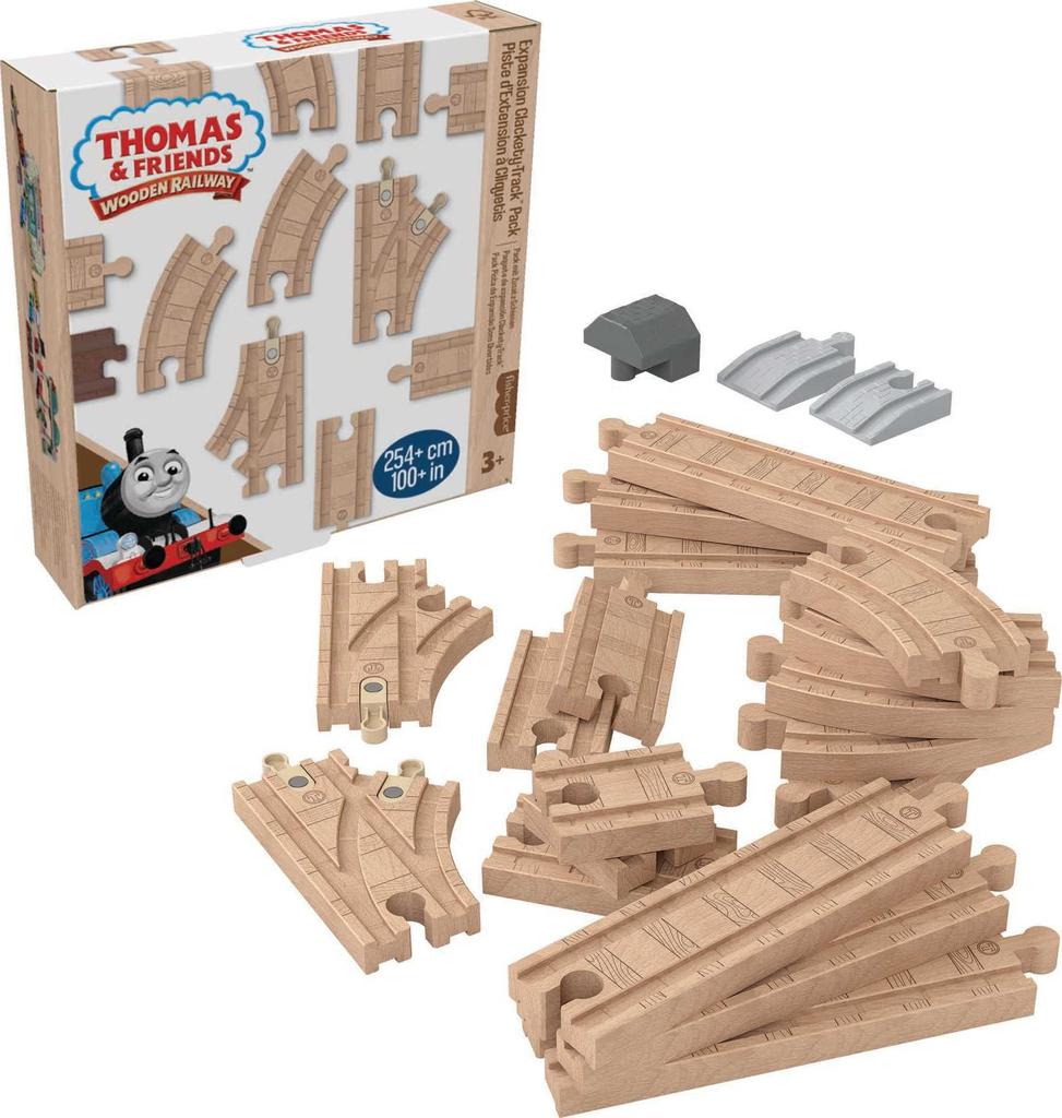 Mattel Tomáš a jeho dřevěná kolejnice. Vytvořte si vlastní originální sadu prodloužených kolejnic s rovnou zakřivenou konstrukcí, která se prodává roky starou a má HDX06. (Thomas) kurs!