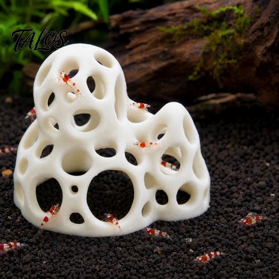 Natural Underwater Landscape 3D Printed Aquarium Shrimp Cave, Hollow Out Fish Tank Shelter, Aquatic Plant Decoration Safe Hideout for Hiding, Resting,
