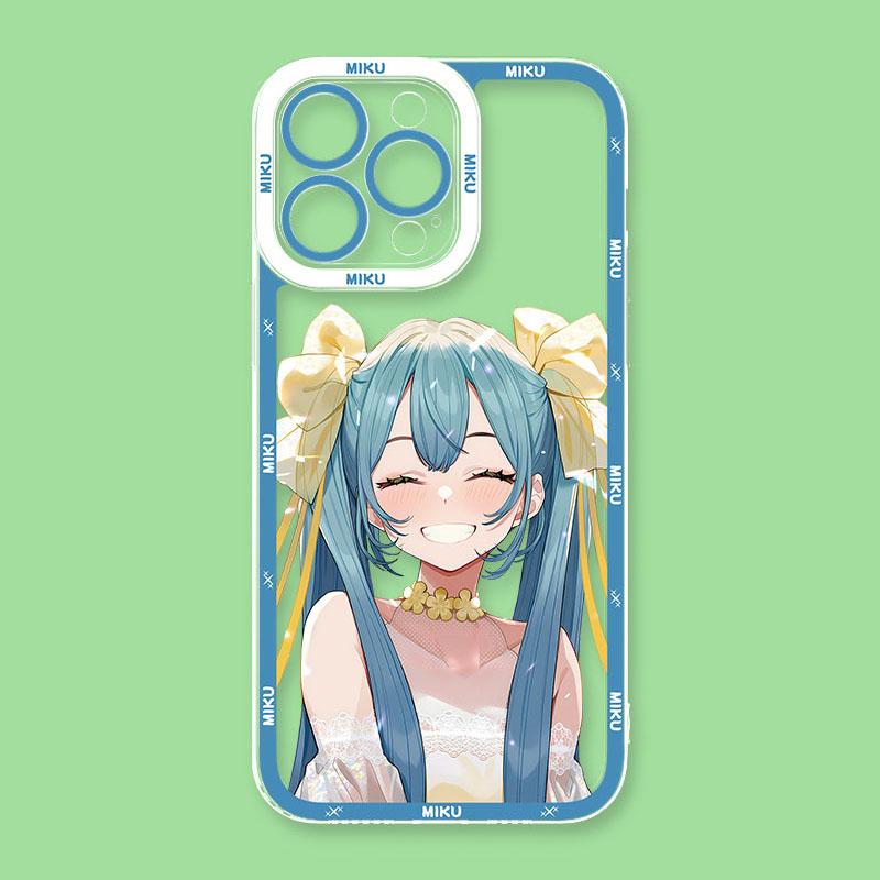 Kawaii Cartoon Hatsune Miku Shockproof Case for iPhone 17 Air 16 E 15 14 Plus 13 12 Mini 11 Pro Max Washable Silicone Edge Cover