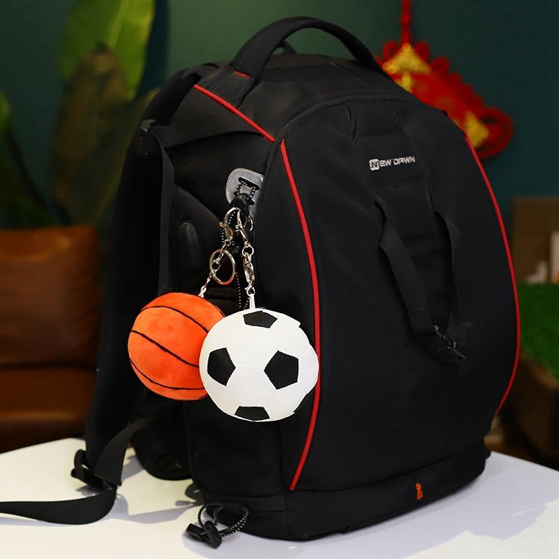 Pendentif Peluche Ballon de Sport 9cm Rempli Basket-ball Orange & Football Noir Blanc Porte-clés Décor Peluche pour Sac Sac à Dos Cadeau