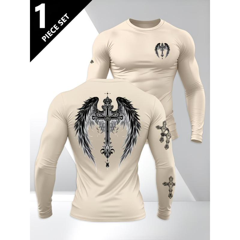 Herren Langarm-T-Shirt mit 3D-Streifendruck, bequem, atmungsaktiv und vielseitiges Herren-Oberteil