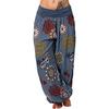 Women's High Waist Printed Harem Pants Loose Wide Leg Long Trousers Elastic Fold Waist Casual Bohemian Digital Print Baggy Pants