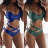 Premium Quality Five Colors Summer Sexy Women Bandage Cross Push-up Bikini Set Bathing Suit