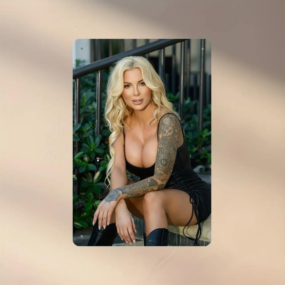 Metal Wall Art Sign Modern Blonde Black Fashion Plaque for Home Office Decor