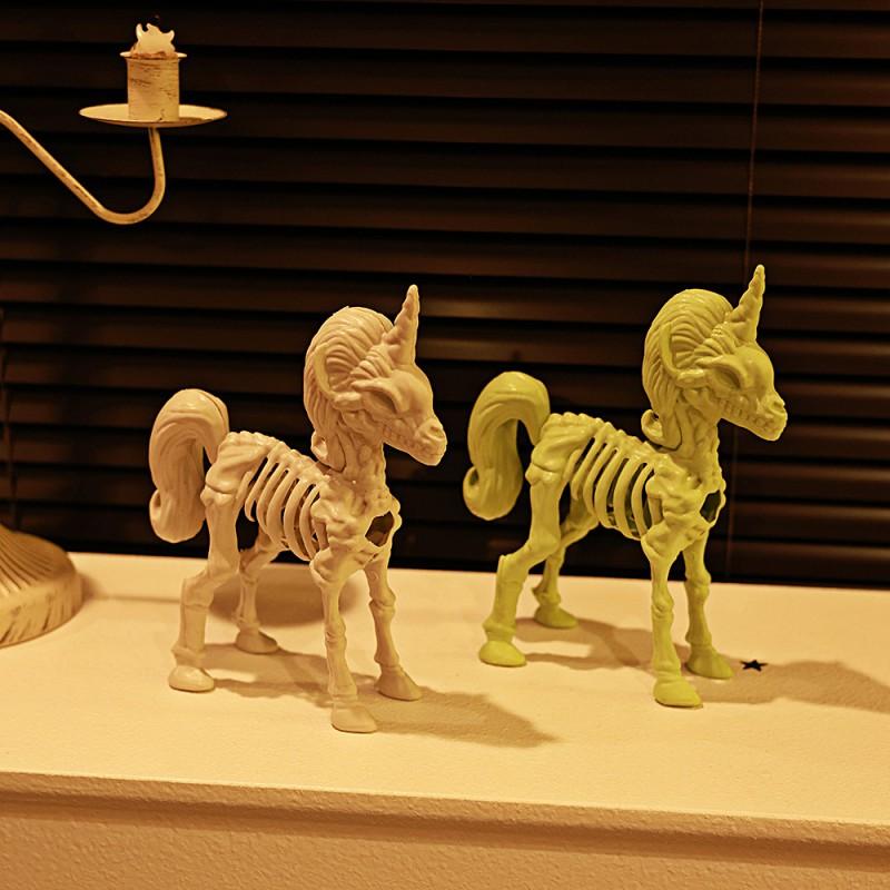 Halloween Skeleton Unicorn Figurine Decor Party Table Ghost House Display PE Craft Ornament