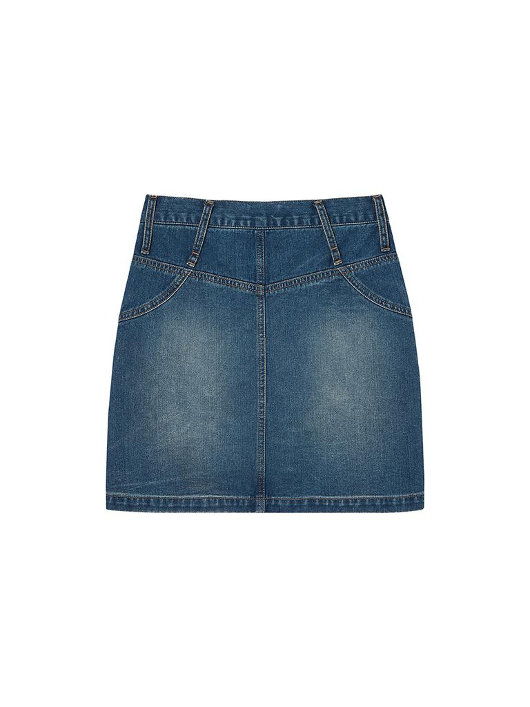 Nyxxx Basic Denim Skirt Washed Blue