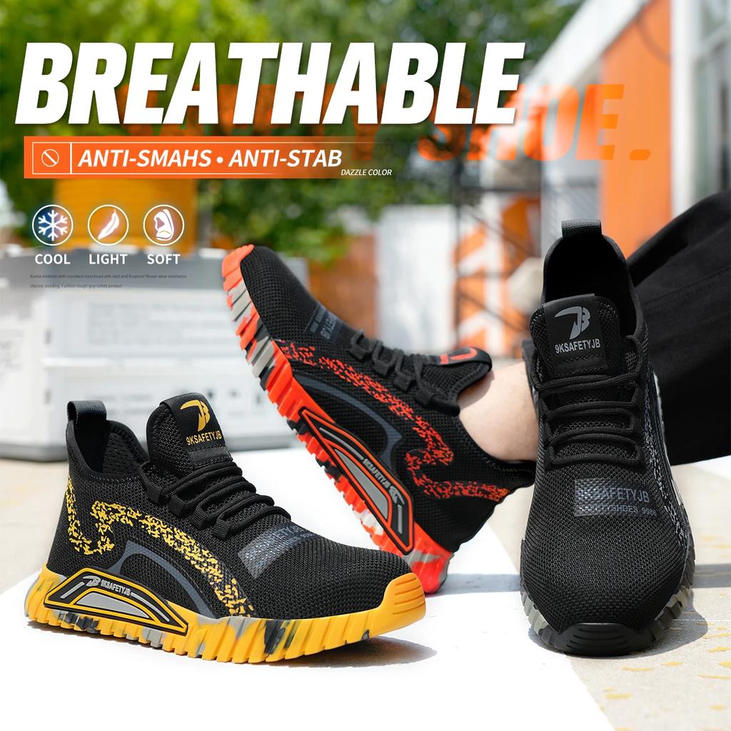 summer safety shoes for men women breathable work shoes with protection mesh safety sneakers anti puncture steel toe work boots