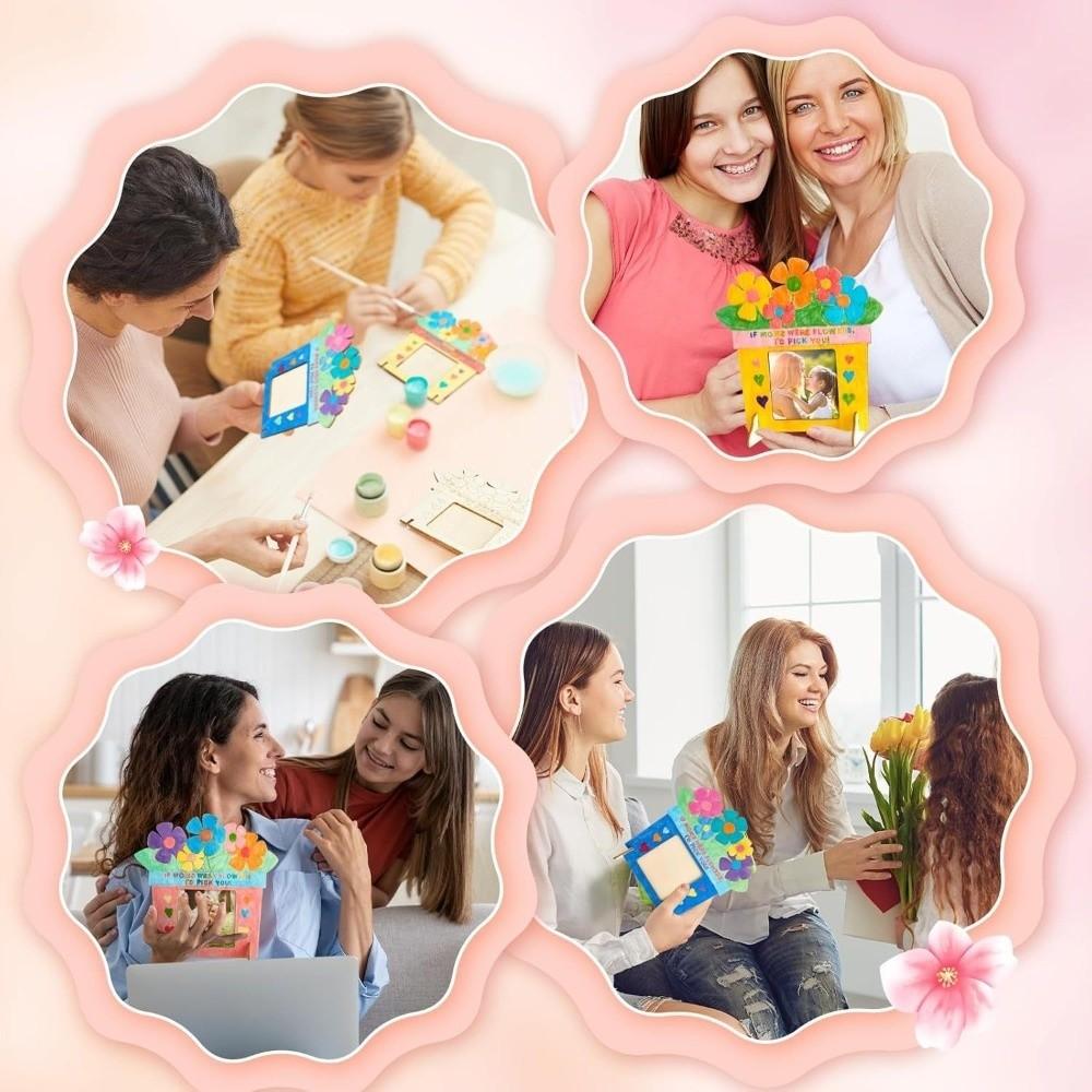 Flower Wooden Picture Frame Handmade Art Mother's Day Frame Photo Display Rack  Mother's Day Gift