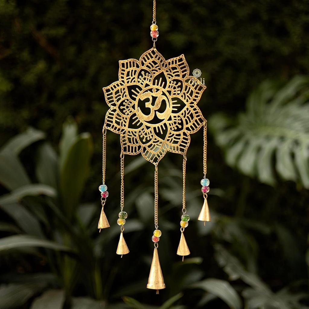 Настенные колокольчики Лотос, Wind Chime Wall Hanging Lotus (20 x 10 Inches),  Duli