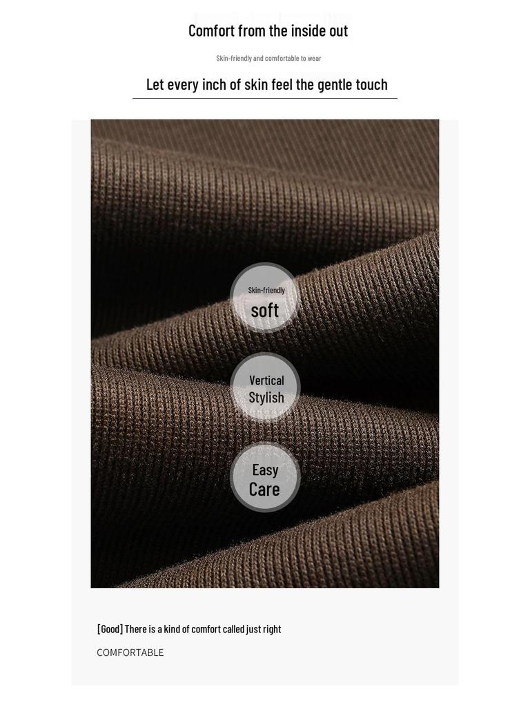 Dámské kávově hnědé pruhované tvídové kalhoty s vysokým pasem, fleecovou podšívkou a rovnými nohavicemi pro volný čas