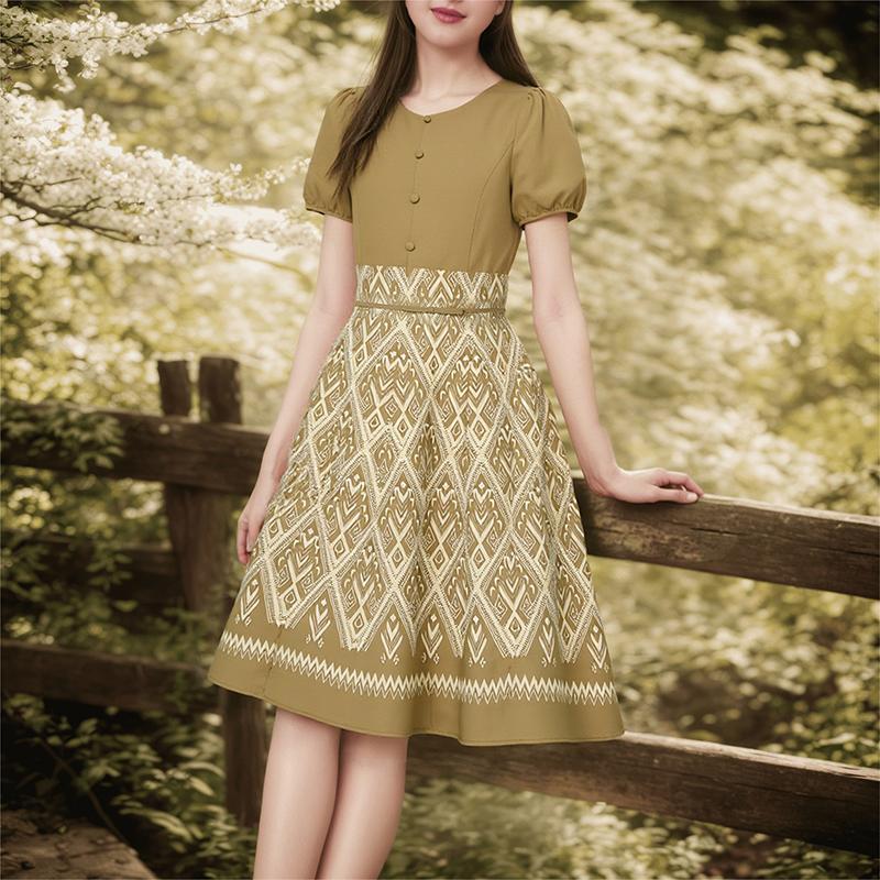 ZANZEA Women Print Patchwork Summer Casual Short Sleeve Dress