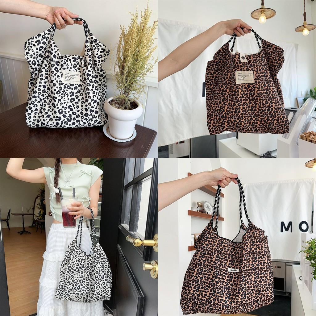 Stylish Vintage Leopard Print Corduroy Shoulder Bag Spacious Tote For Daily Use
