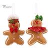 Cute Christmas Party Favors Gingerbread Man Pendant, Non-woven Fabric Hanging Ornament with Lanyard Holiday Gift for Tree Decoration, Festive
