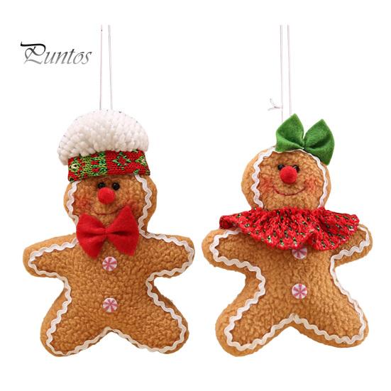 Cute Christmas Party Favors Gingerbread Man Pendant, Non-woven Fabric Hanging Ornament with Lanyard Holiday Gift for Tree Decoration, Festive