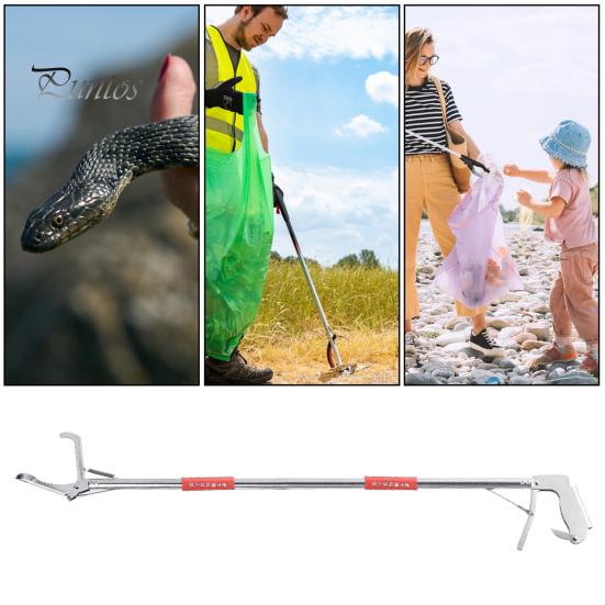 Schlangengreifer aus Edelstahl, 3-teilig, faltbar, Klapperschlangen-Reptilienzange, Fangzange, robustes Metall, breite Backe, Schlangenhandhabungswerkzeug