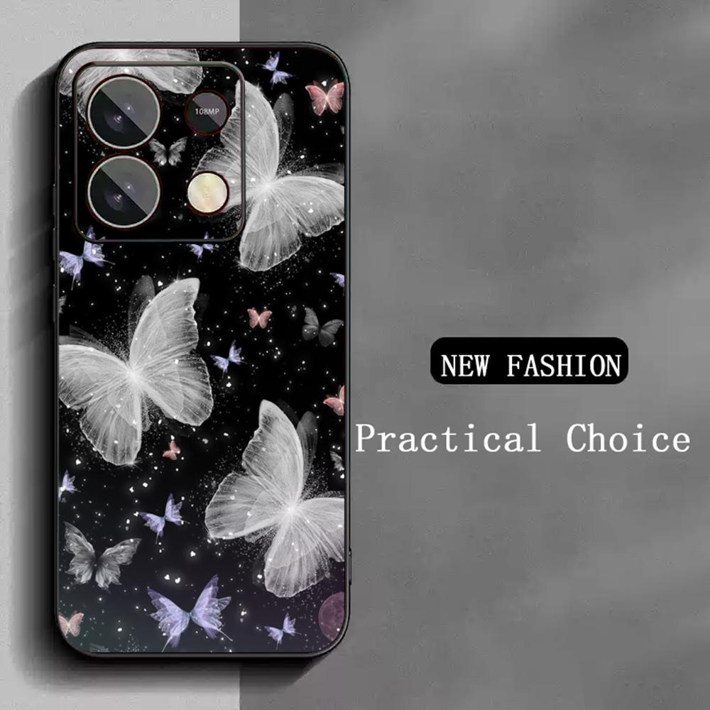 Fashion personal Butterfly pattern design Phone Case For Redmi Note 14 13 12 11 Pro Plus S 5G 14C A3 Soft Black Phone Cover