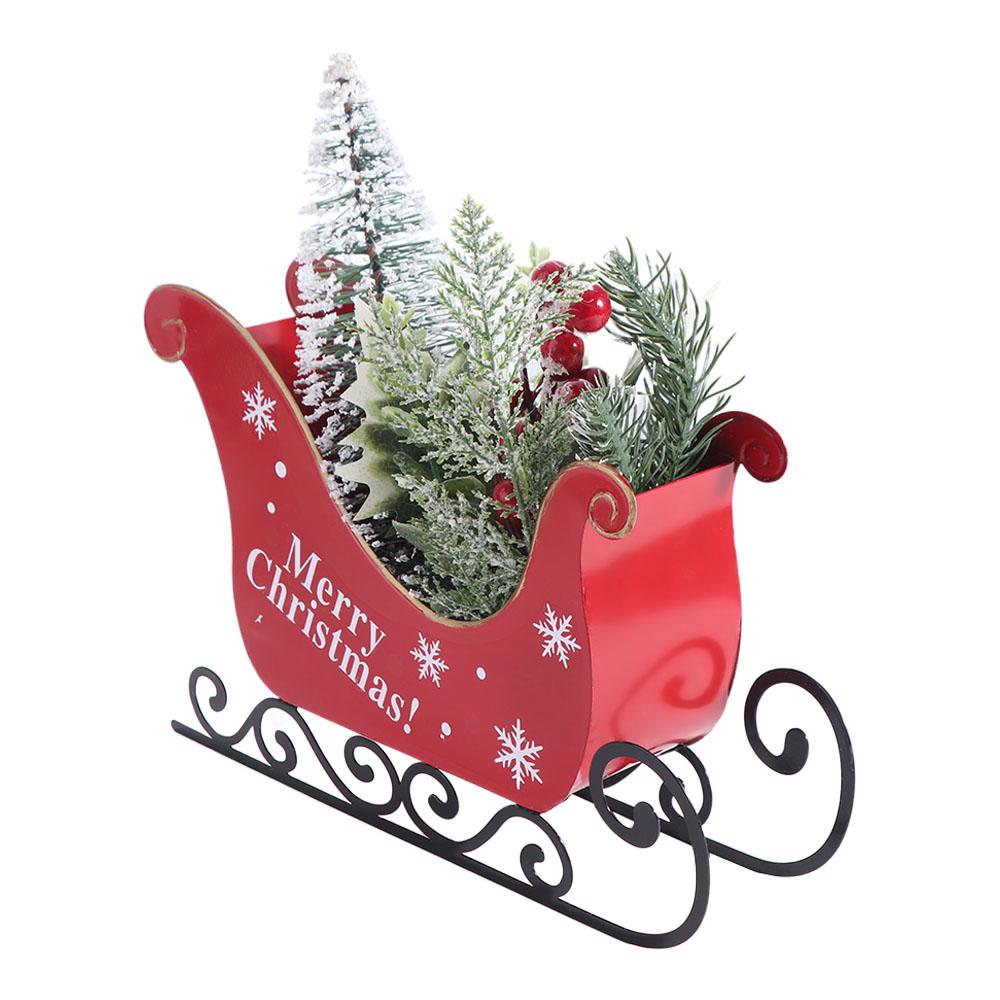 Durable Christmas Sleigh Ornament Reusable Santa Claus Sled Figurine Sleigh Car Ornament  Wedding