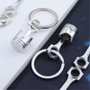 6Pcs/set Heavy Duty Alloy Car Engine Piston Keychain for Automotive Enthusiasts Mechanical Design Keyring Gift