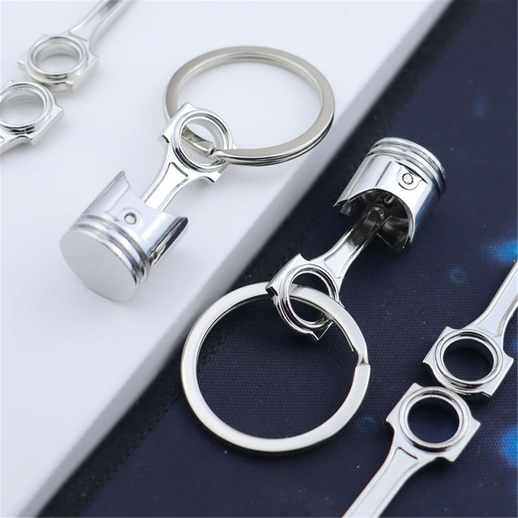 6Pcs/set Heavy Duty Alloy Car Engine Piston Keychain for Automotive Enthusiasts Mechanical Design Keyring Gift