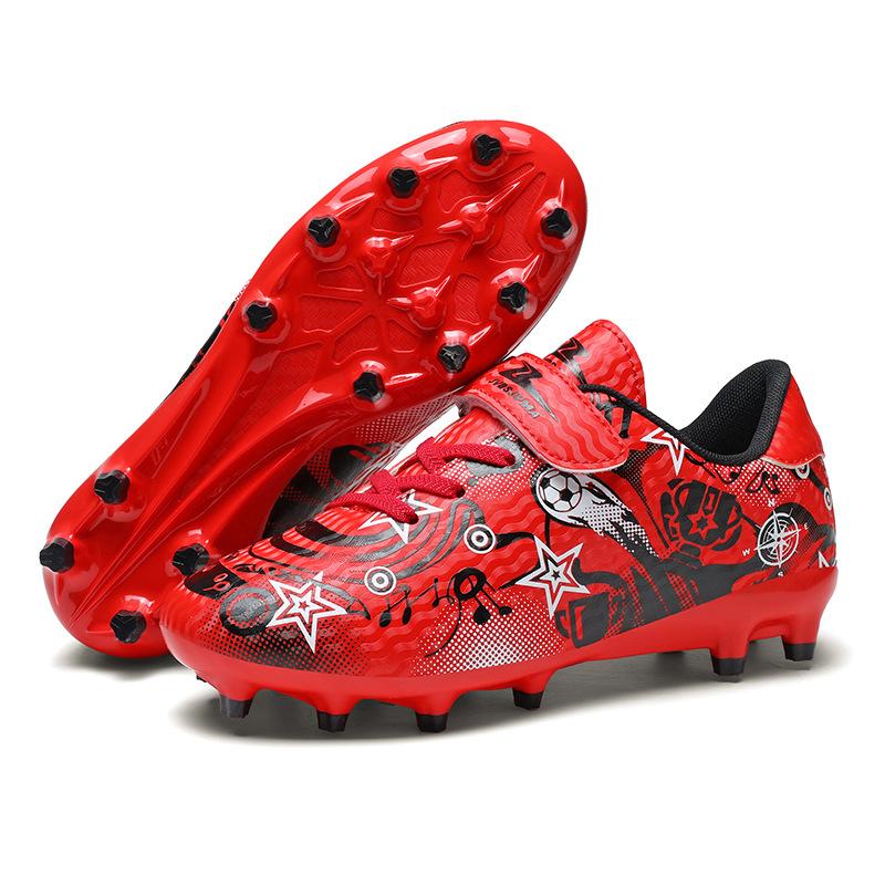 Children'S Football Shoes Tf Broken Nails Boys And Girls Teenagers Students Anti-Skid Ag Nails Leather Foot Velcro Training