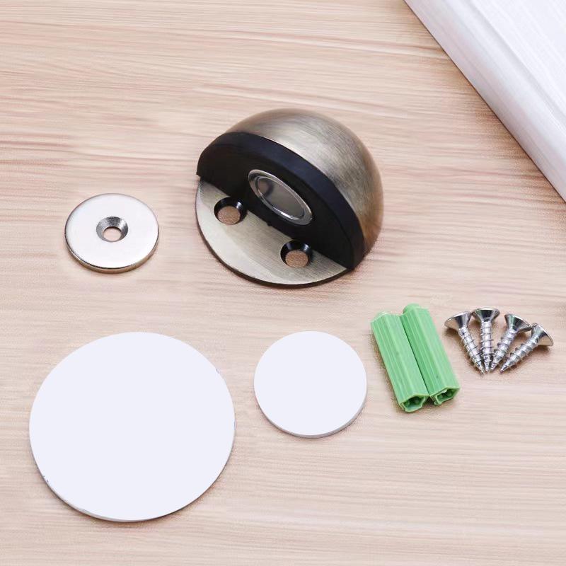 Genuine Stainless Steel Magnetic Door Stopper with Rubber Semi-Circular Anti-Collision Design