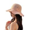 Summer outdoor foldable breathable sun hat children sunscreen bucket hat women's wave eaves knitted basin hat